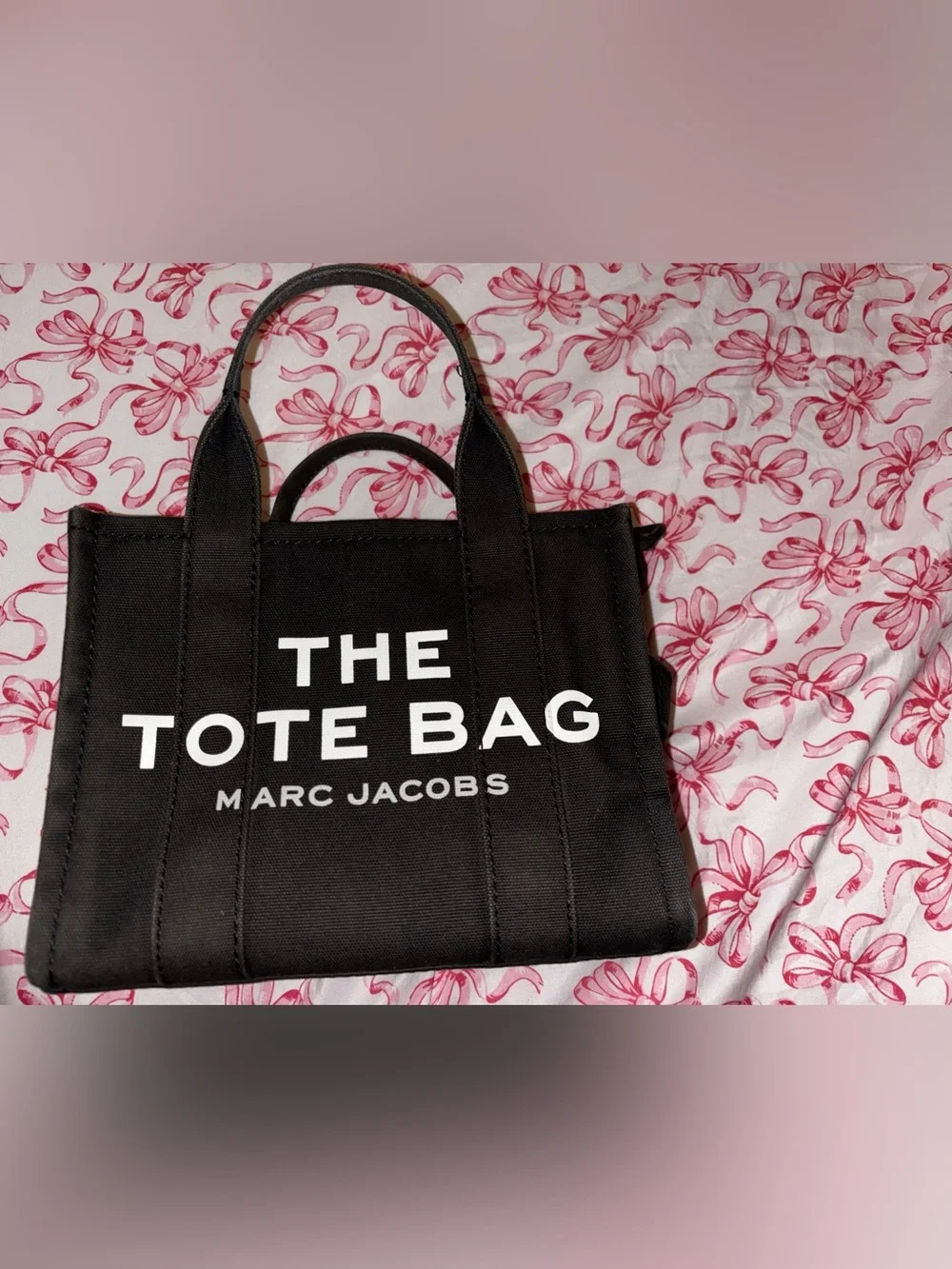 Marc Jacobs Black Canvas Tote with White Logo